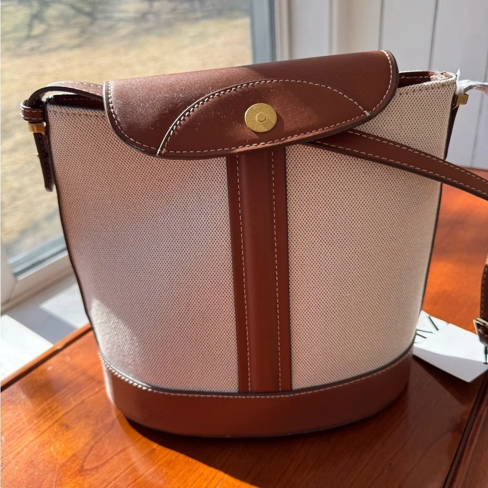 Zara Elegant Brown and Cream Women's Bag - Picture 1 of 5